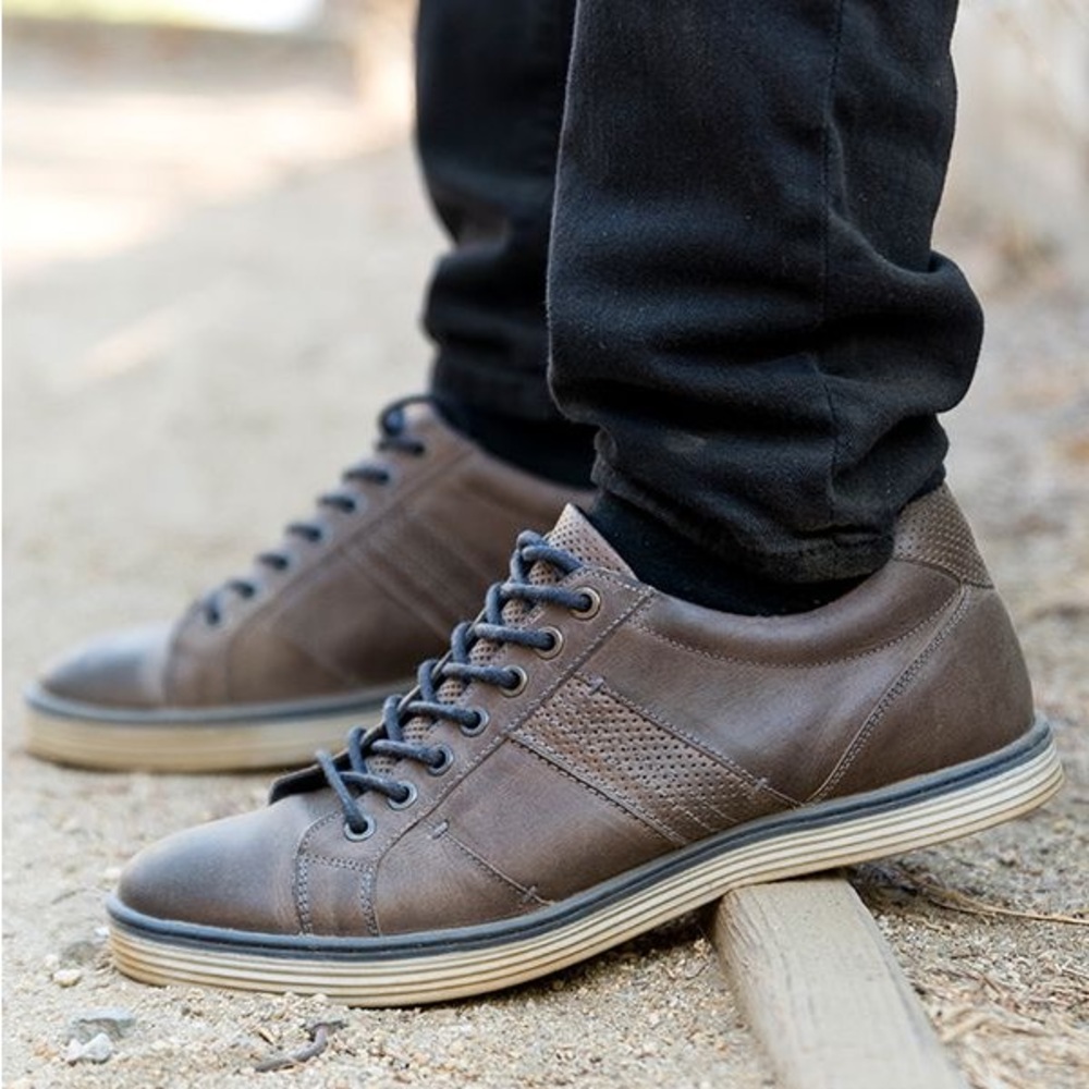 Bed Stu ROAN Men's Eli Nell Leather Lace Up Shoes in Grey US 12 $140